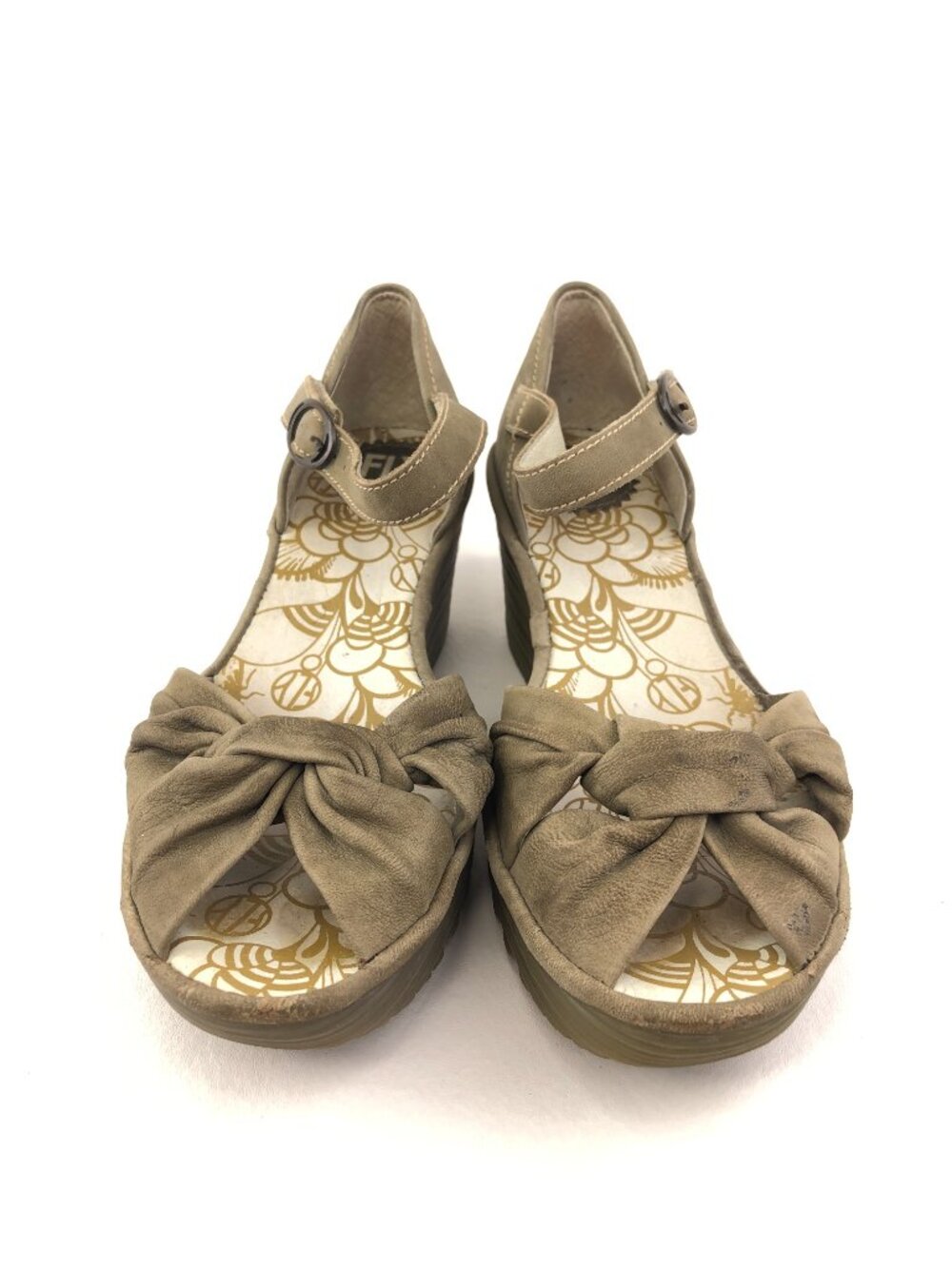 Fly London Yoel Cupido Khaki Wedge Sandals EUR 37 - Picture 4 of 15